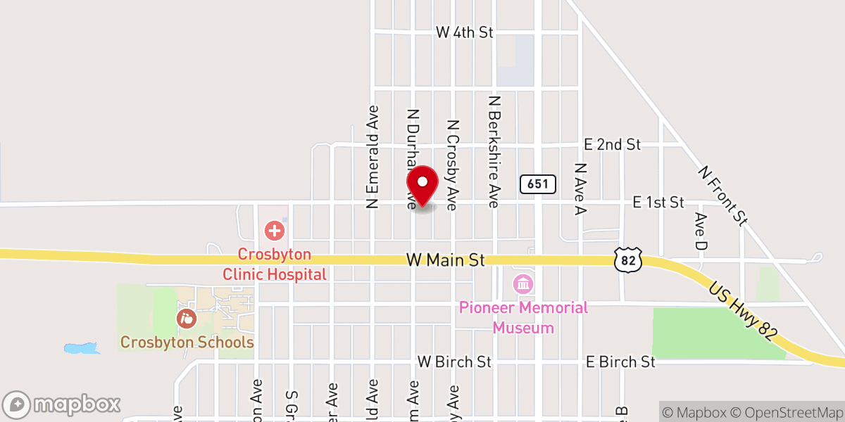 Map showing location of First Assembly of God Church