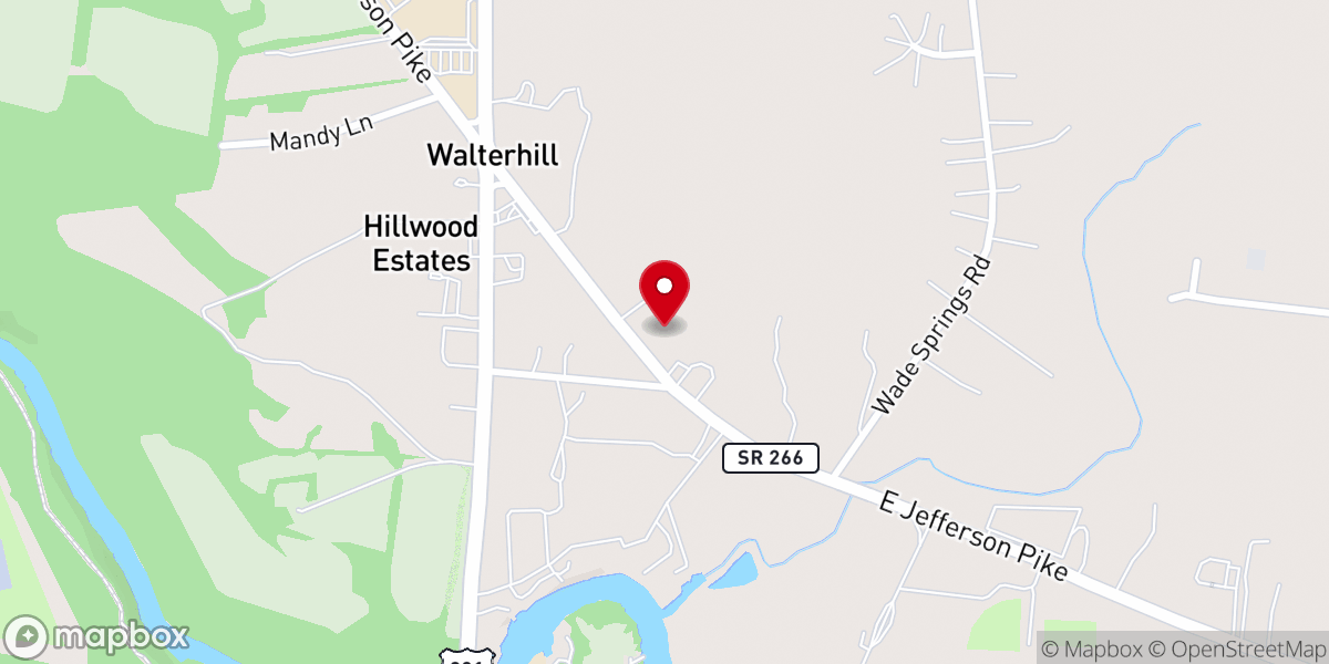 Map showing location of Walter Hill Church