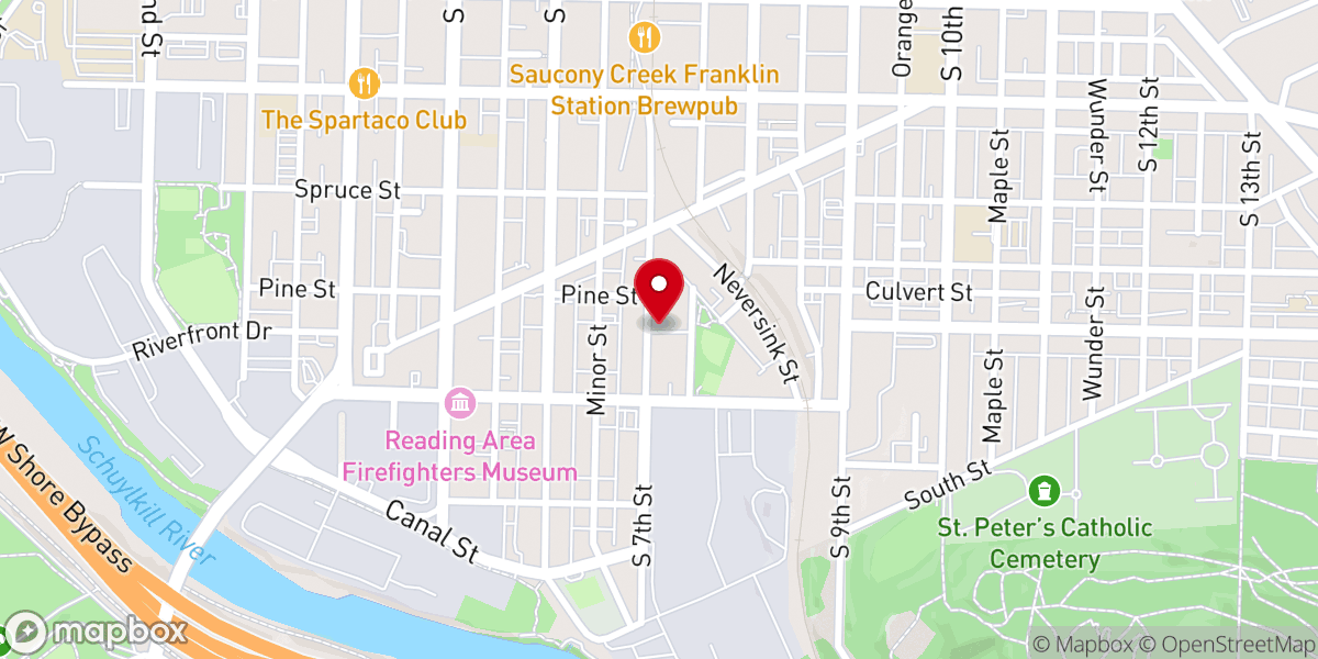 Map showing location of South 7th St Christian Fellowship (Comunidad Cristiana de la Calle Siete Sur)