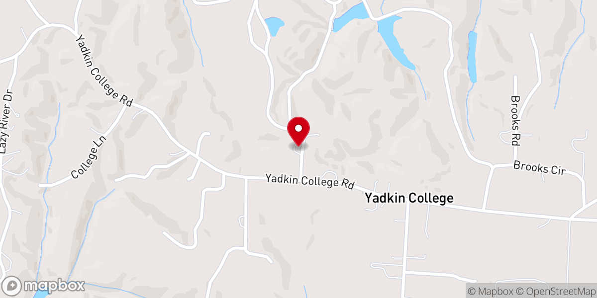 Map showing location of Yadkin College Methodist Church