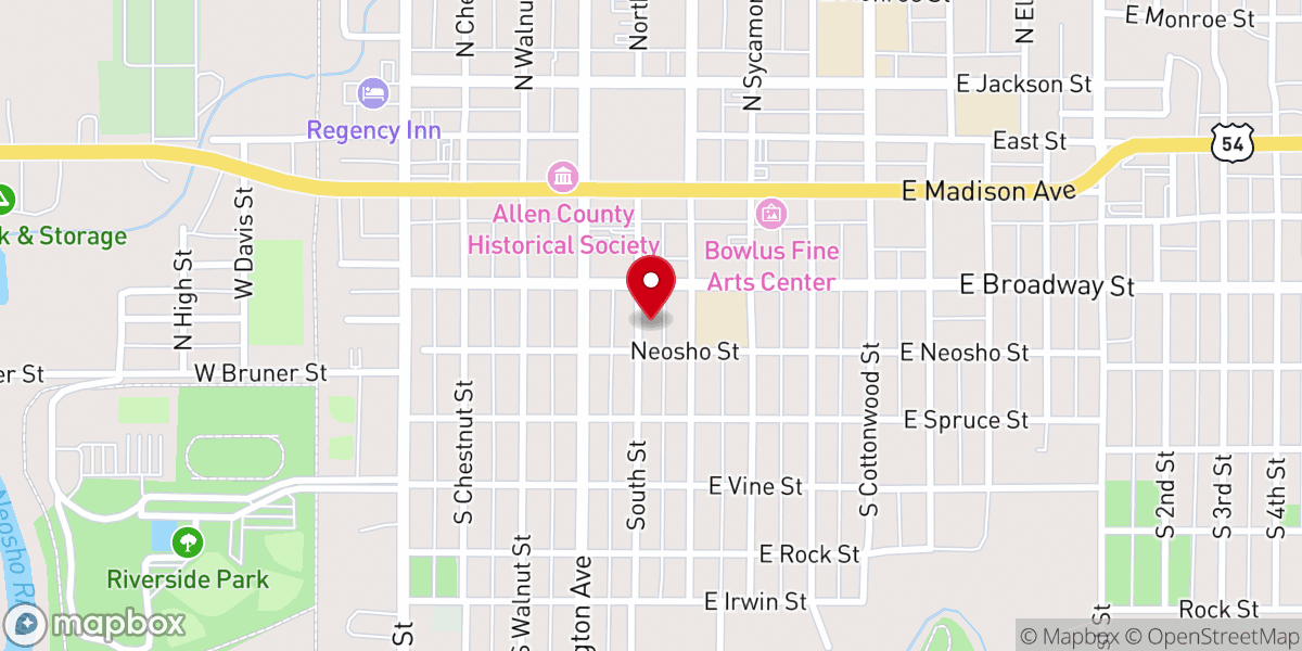 Map showing location of St John's Parish Center