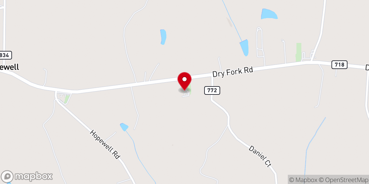 Map showing location of Hopel Chapel Baptist Church