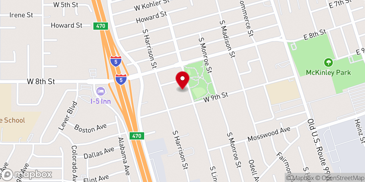 Map showing location of Mosswood Church of God