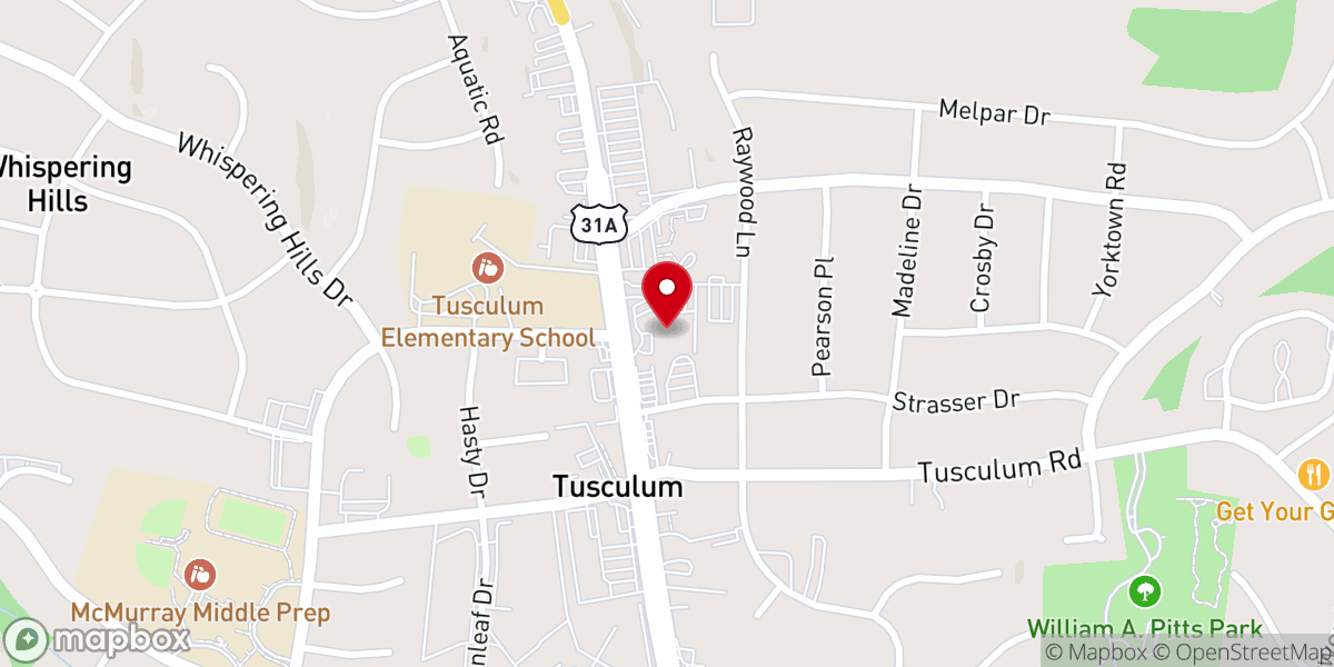 Map showing location of Tusculum Hills Baptist Church