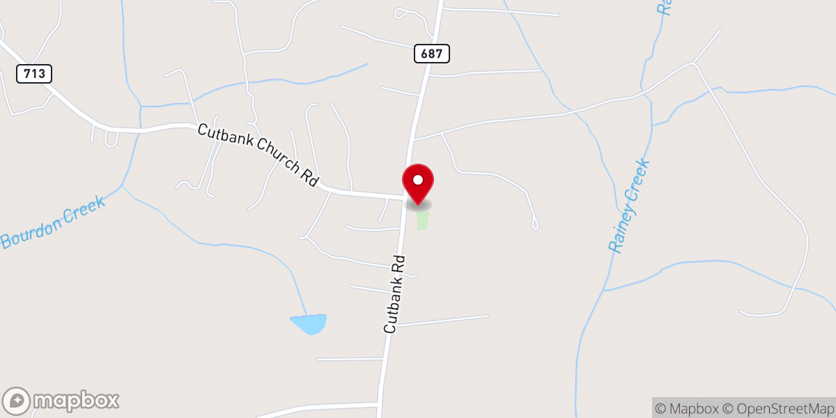 Map showing location of Cut Banks Baptist Church