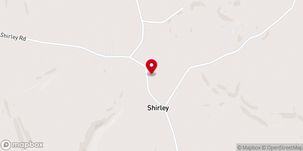 Map showing location of Shirley United Baptist Church