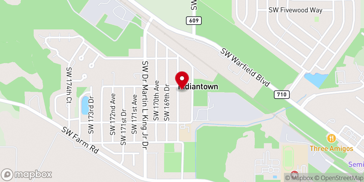 Map showing location of Evergreen First Baptist Church