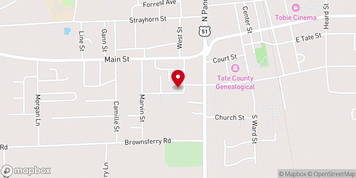 Map showing location of West Gilmore Church of Christ
