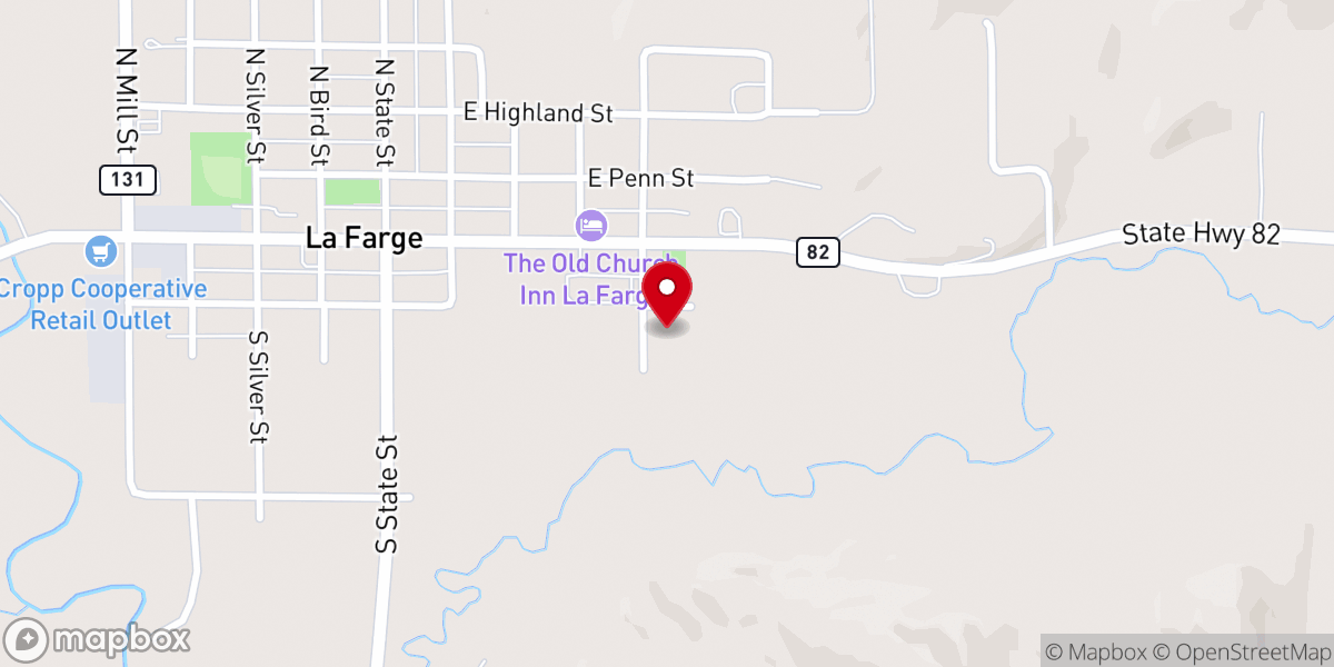 Map showing location of La Farge Free Methodist Church