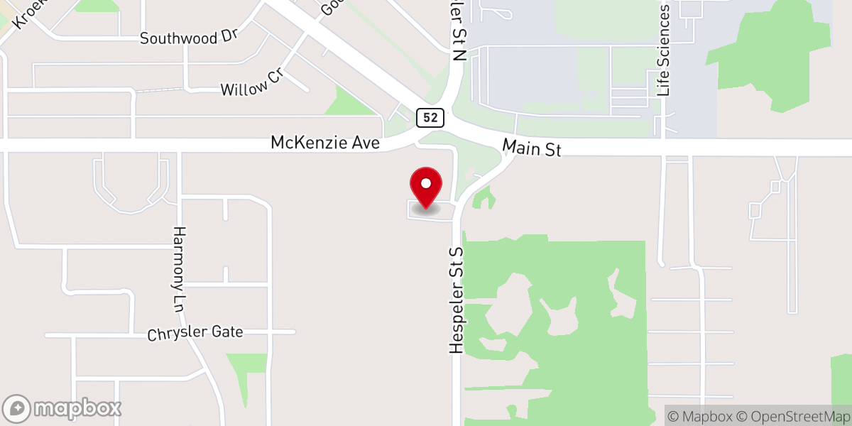 Map showing location of Steinbach Sommerfeld Mennonite Church