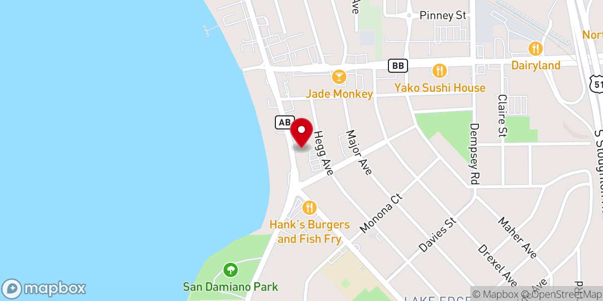 Map showing location of Lake Edge Lutheran Church