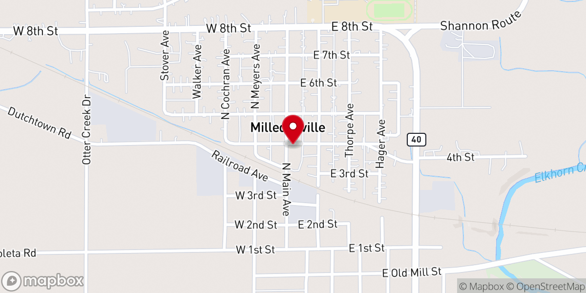 Map showing location of Milledgeville Village Hall