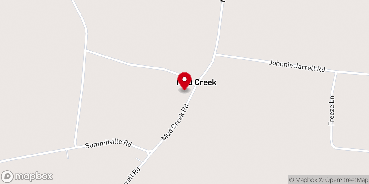 Map showing location of Mud Creek Methodist Church