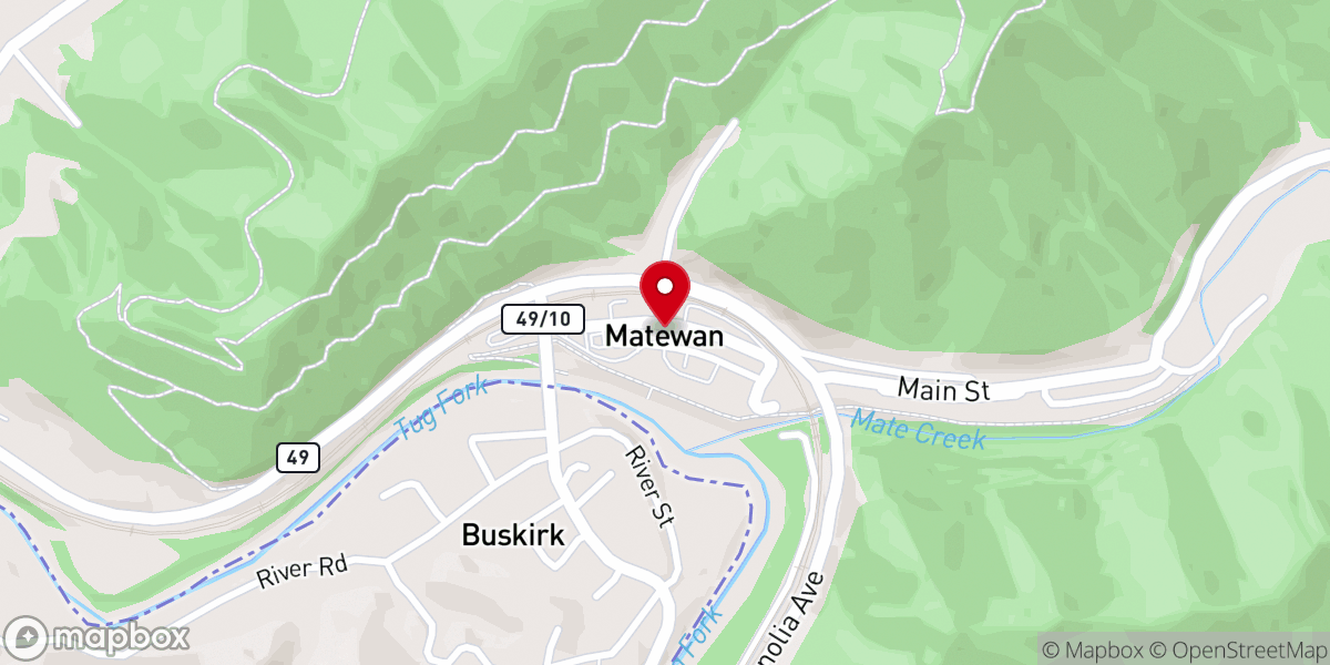 Map showing location of Matewan Missionary Baptist Church