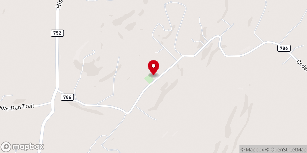 Map showing location of Cedar Run Church