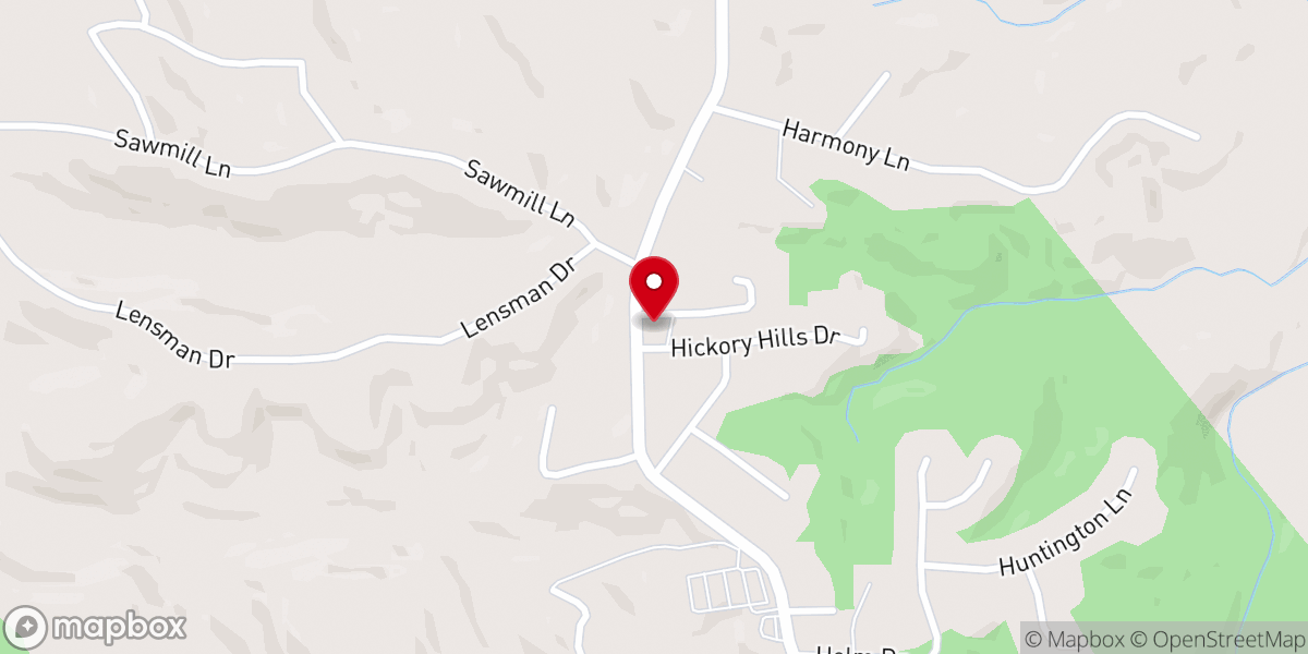 Map showing location of Hickory Hills Baptist Church
