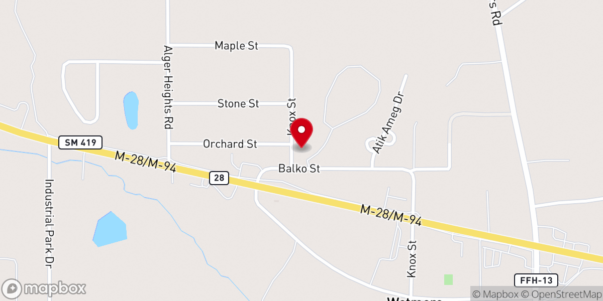 Map showing location of Munising Wesleyan Church