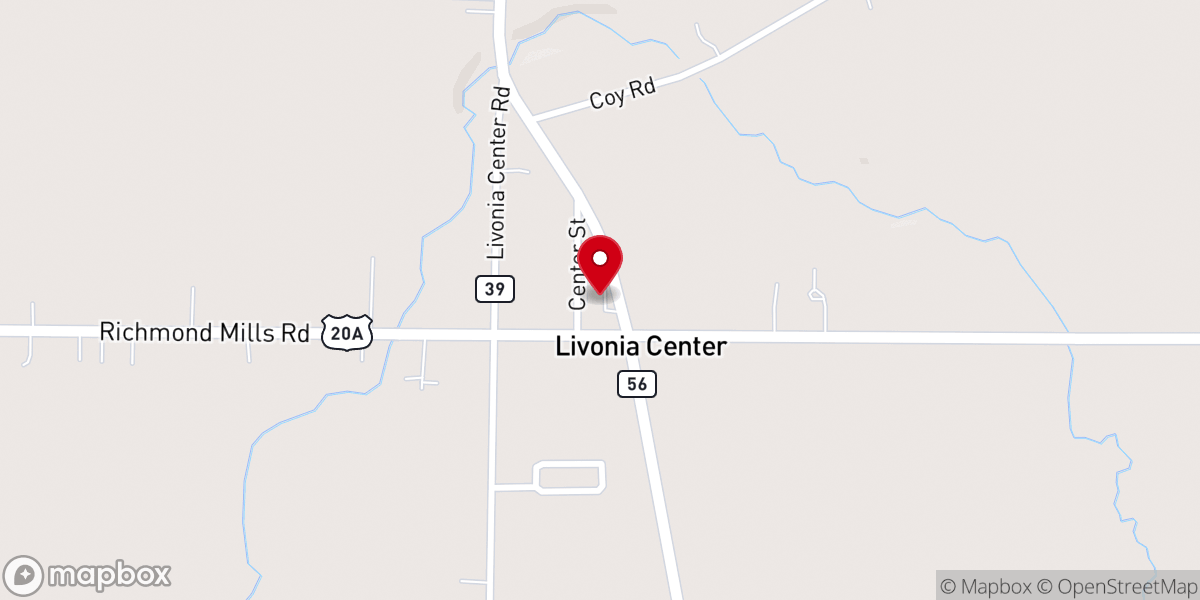Map showing location of 1st Presbyterian Church of Livonia