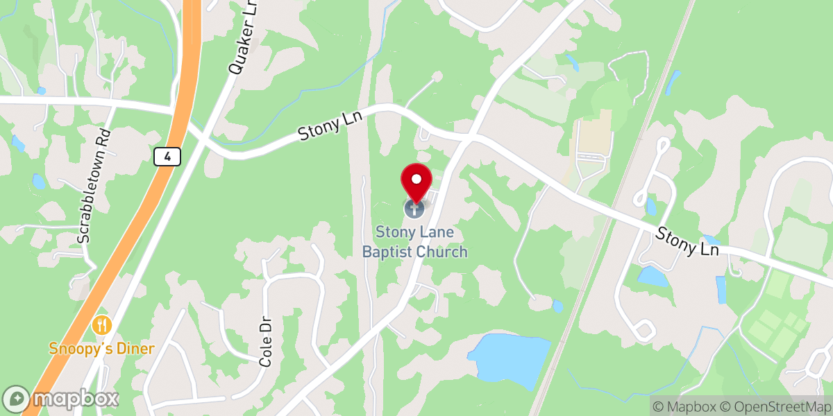Map showing location of Stony Lane Church