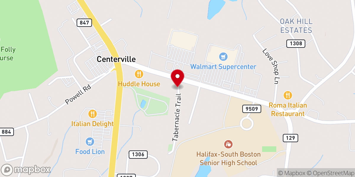 Map showing location of Peaceful Tabernacle Church