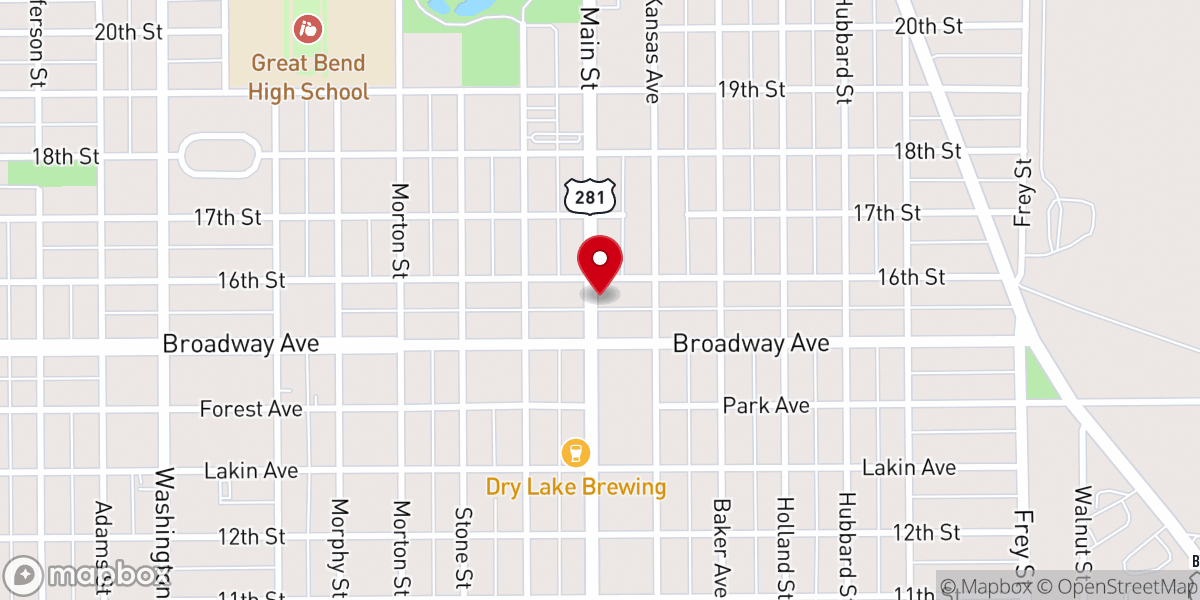 Map showing location of Saint Francis Community Services Great Bend
