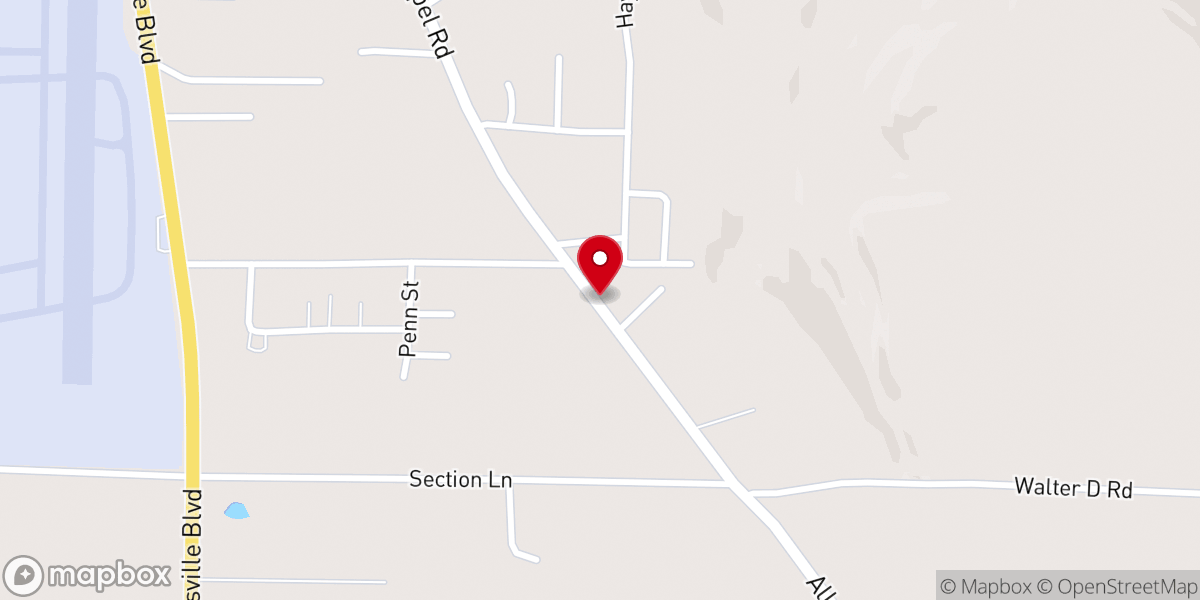 Map showing location of Allen Chapel Free Will Baptist