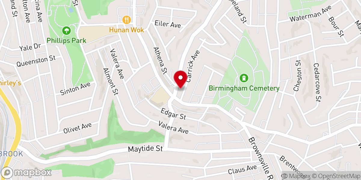 Map showing location of Birmingham United Church of Christ