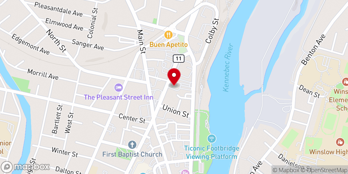 Map showing location of Waterville UCC