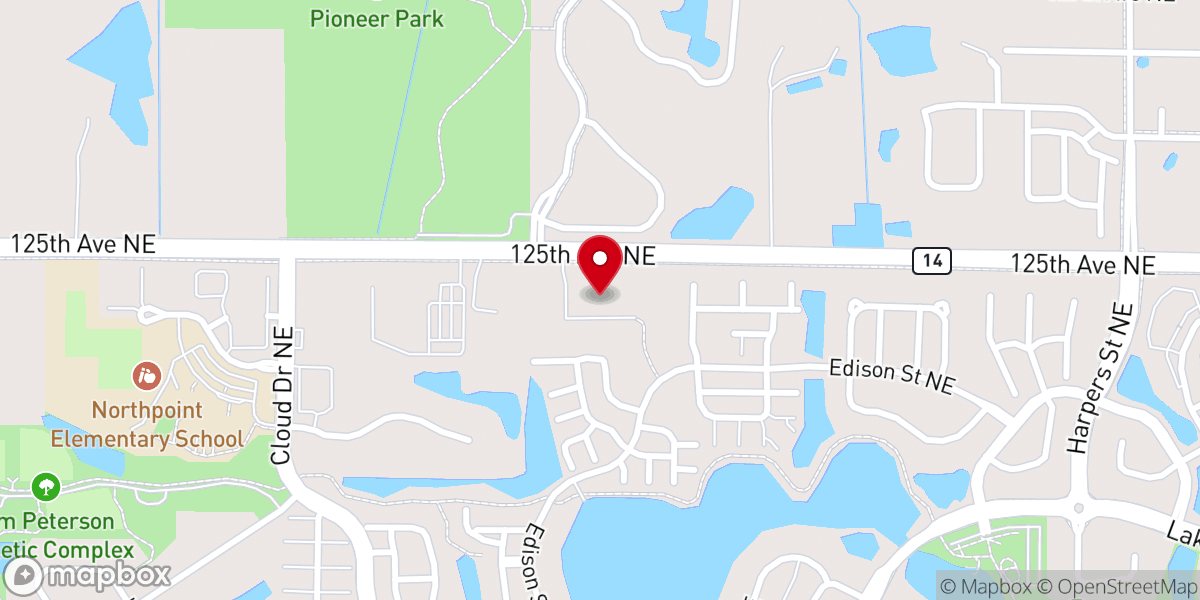 Map showing location of Chain of Lakes Church