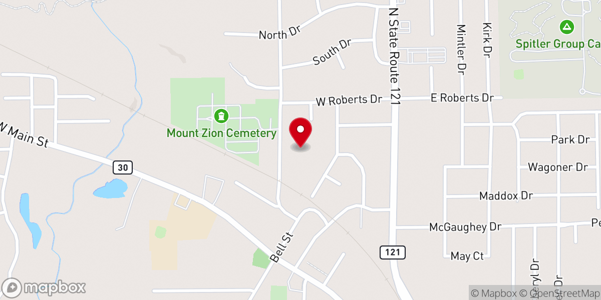 Map showing location of Mt. Zion Assembly of God