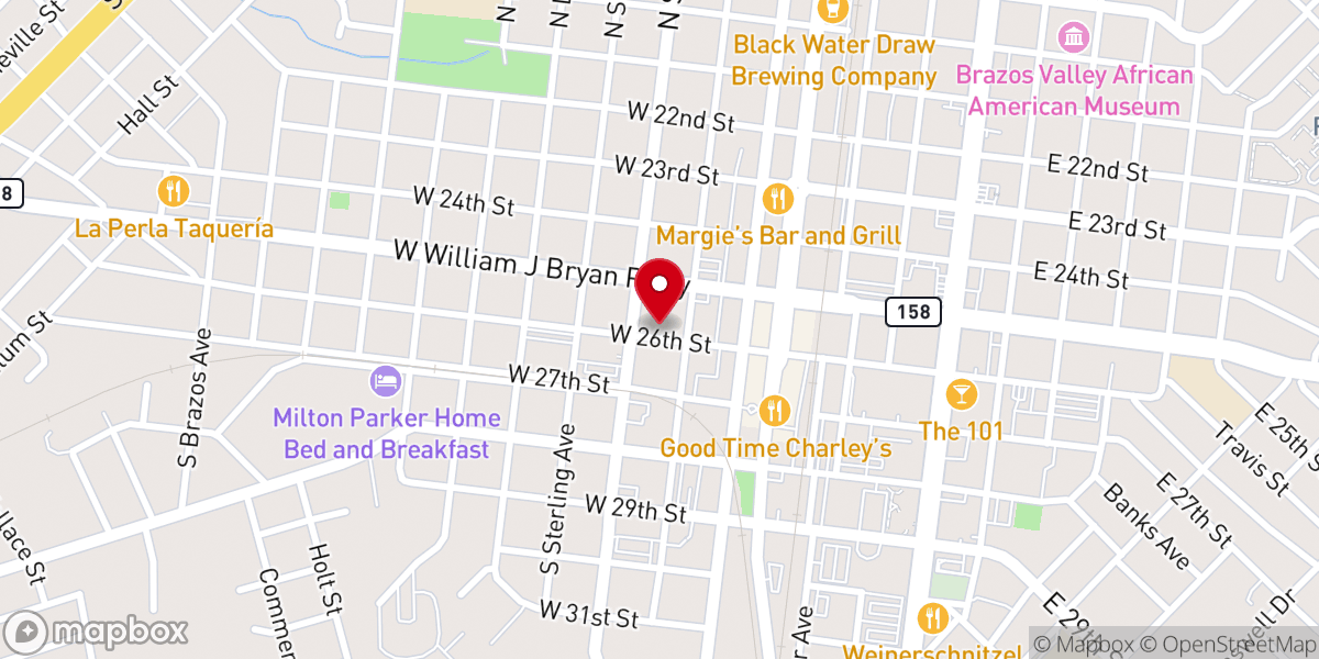 Map showing location of Brazos Church Pantry