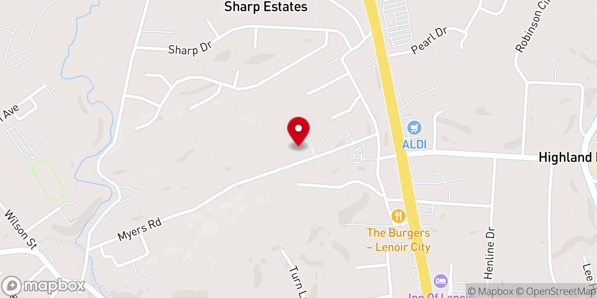 Map showing location of Pine Top Primitive Baptist Church