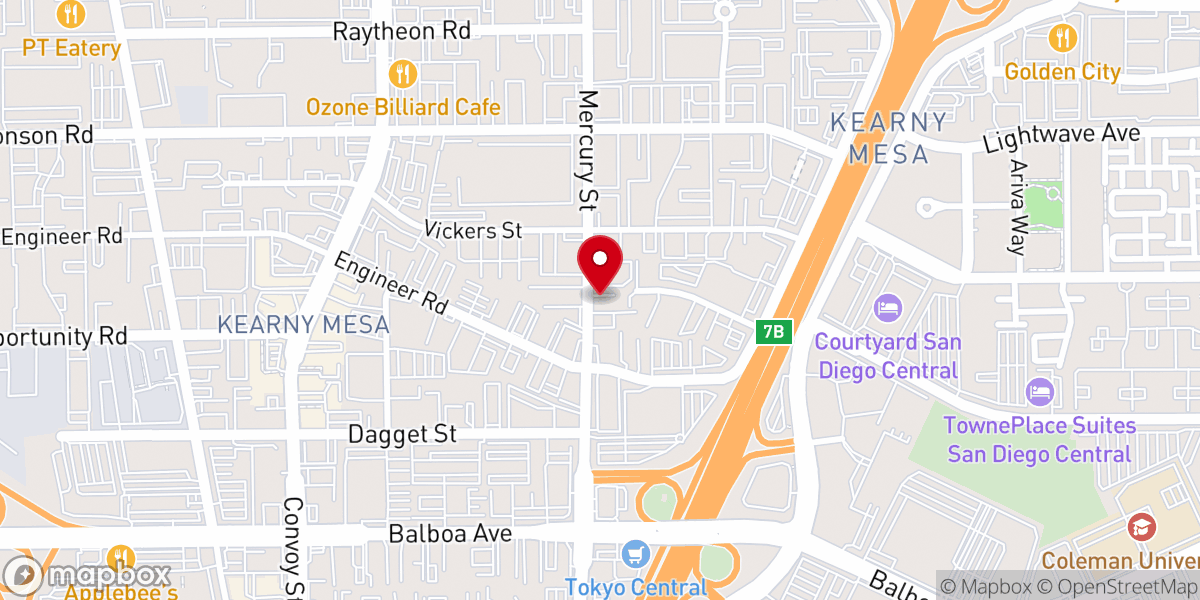 Map showing location of Korean Hope Church of San Diego