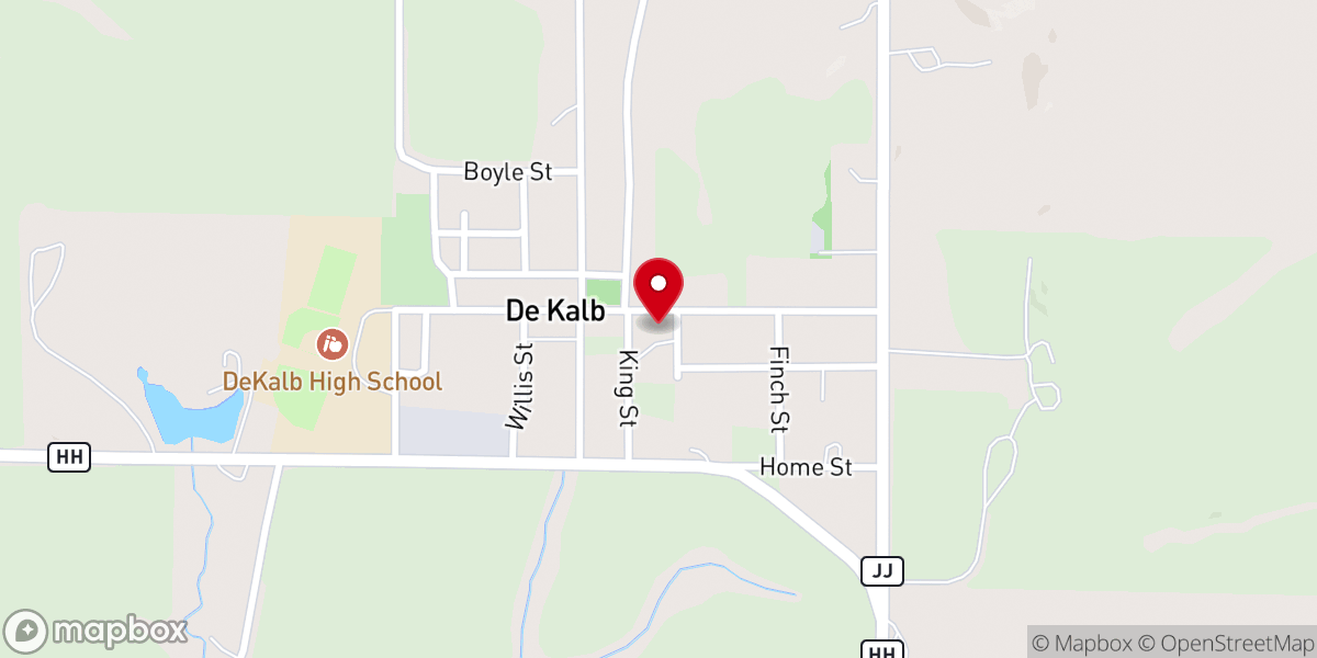 Map showing location of DeKalb Christian Church
