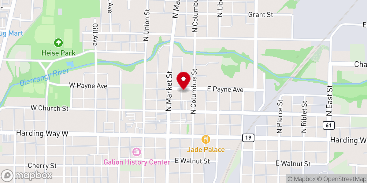 Map showing location of Galion First Presbyterian Church Chapel of Hope and Peace