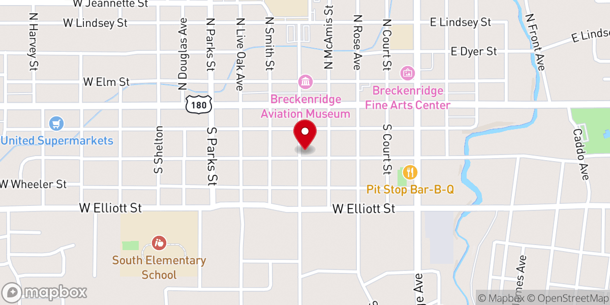 Map showing location of Sacred Heart Of Jesus Catholic Church Breckenridge, TX