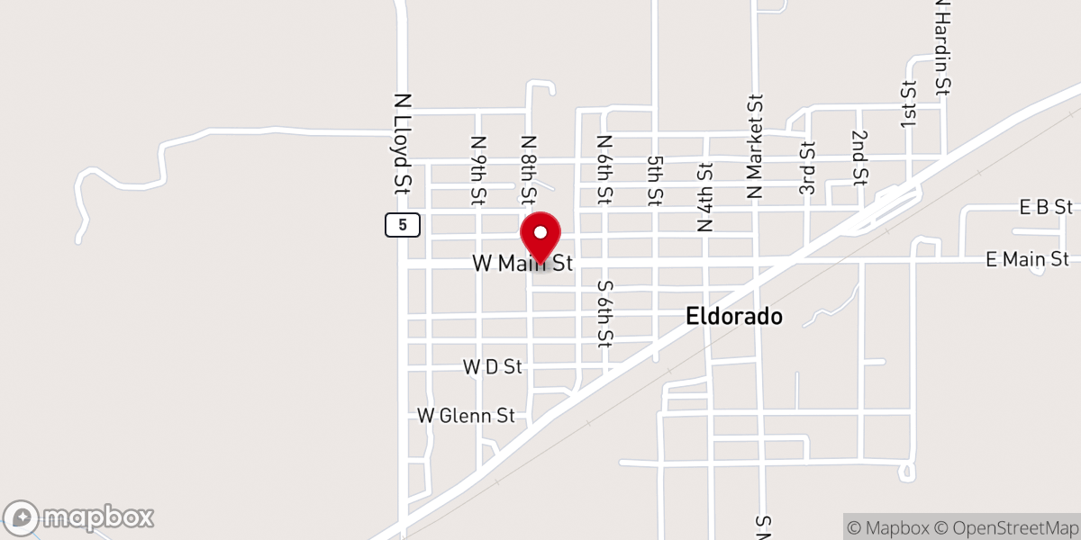 Map showing location of Eldorado First Baptist Church