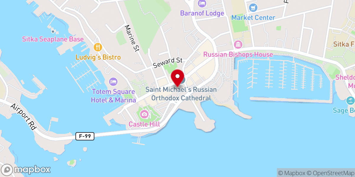 Map showing location of Sitka Lutheran Church