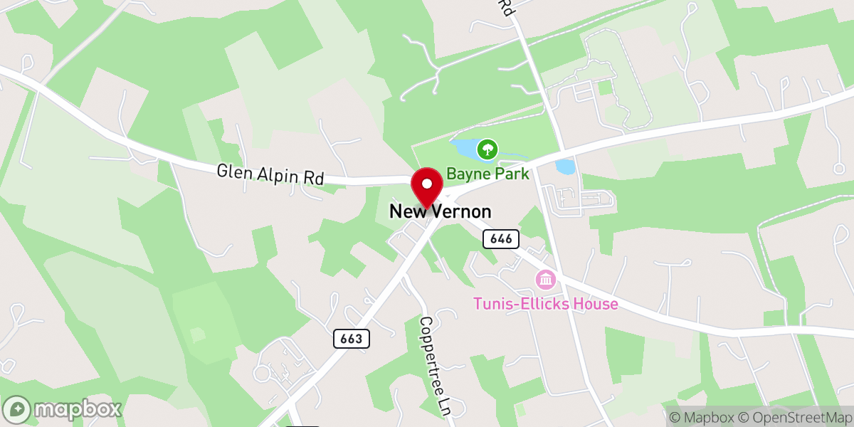Map showing location of First Presbyterian Church of New Vernon
