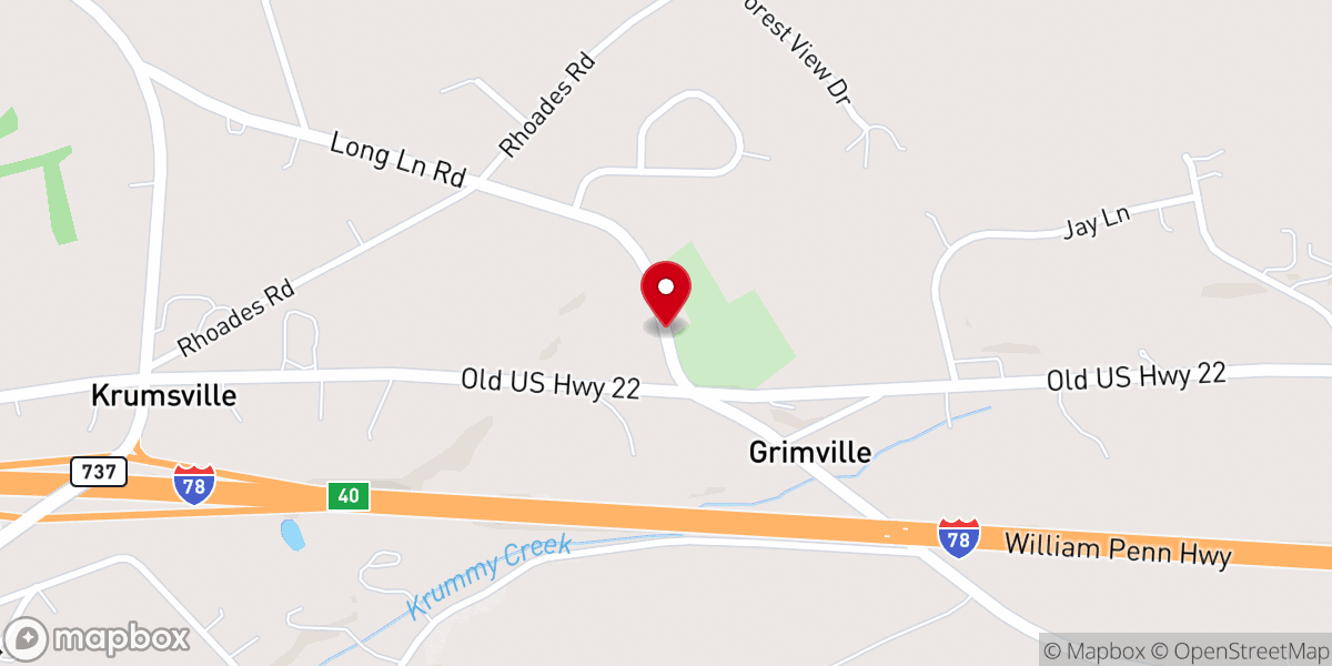 Map showing location of Mt. Zion Evangelical Lutheran Church