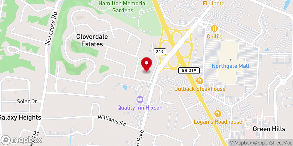 Map showing location of Hixson Church of Christ