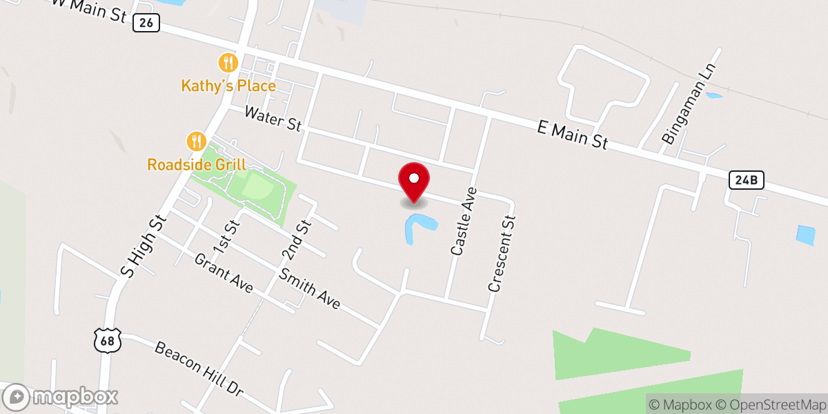 Map showing location of Hatcher Bob D