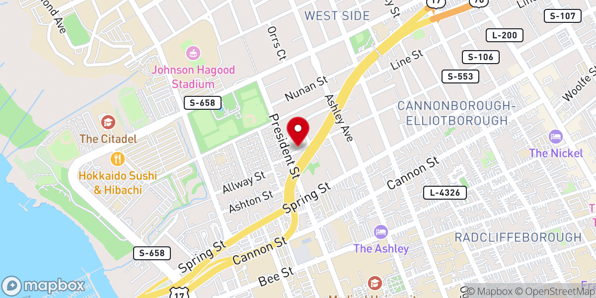Map showing location of Nichols Chapel AME Church