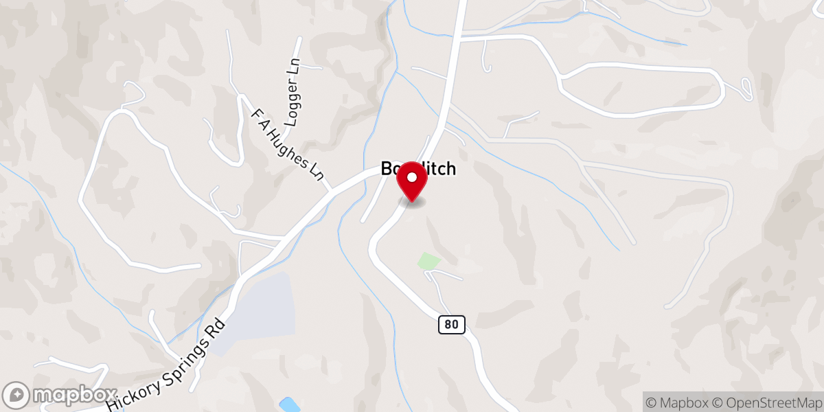 Map showing location of Bowditch Union Church