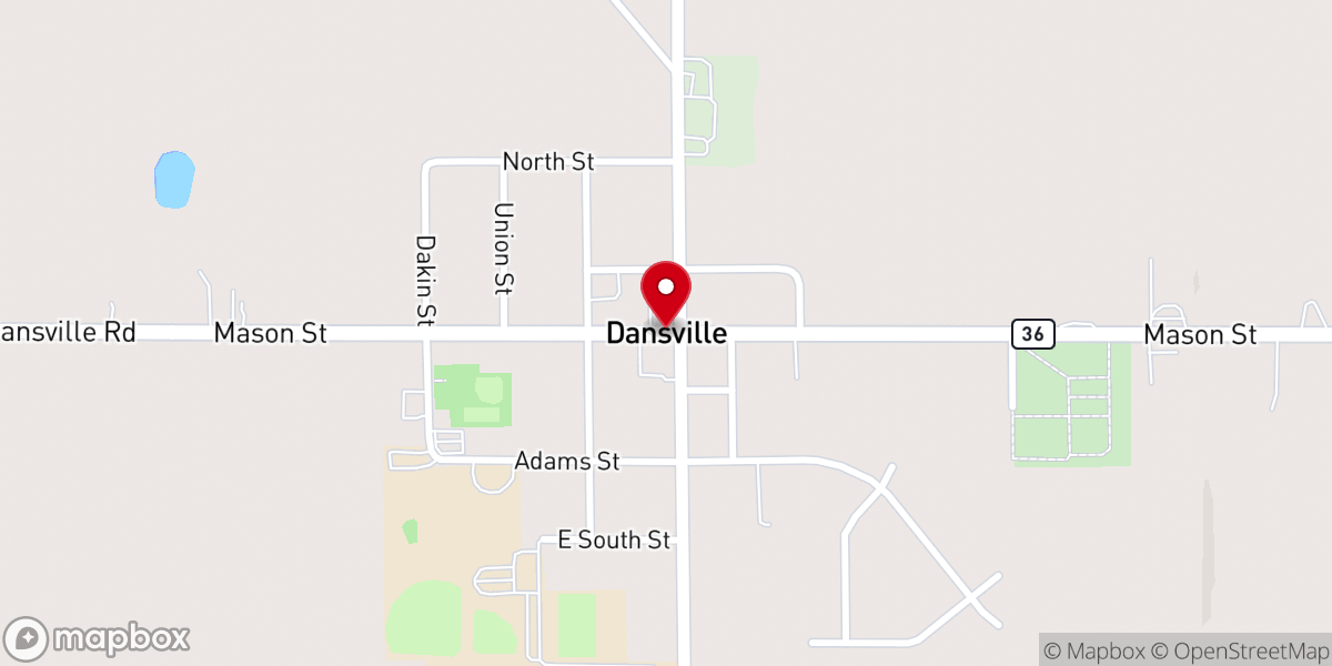 Map showing location of Dansville