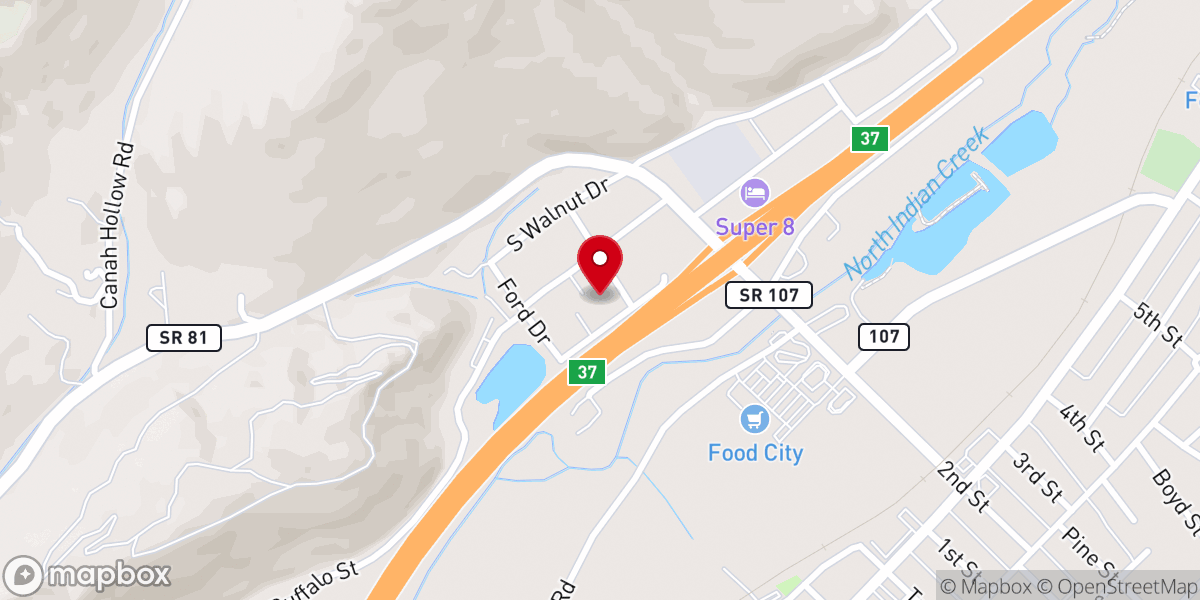 Map showing location of West Park Street Freewill Baptist Church