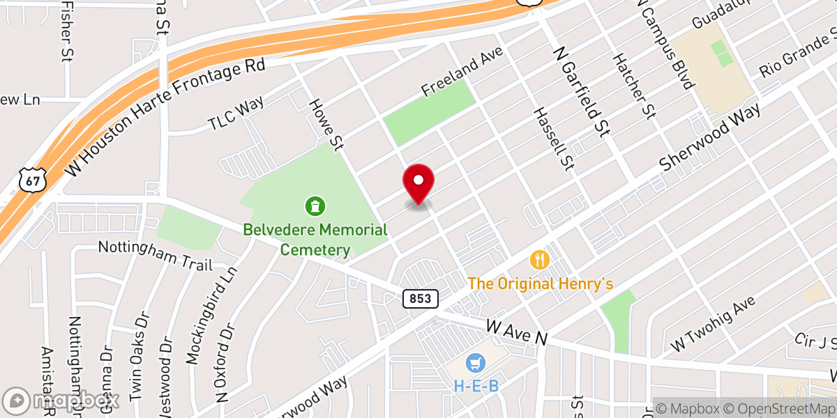 Map showing location of West Angelo Church of Christ