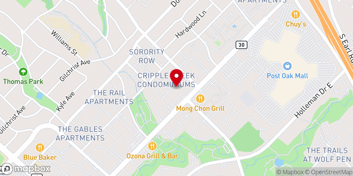 Map showing location of College Station House of Prayer