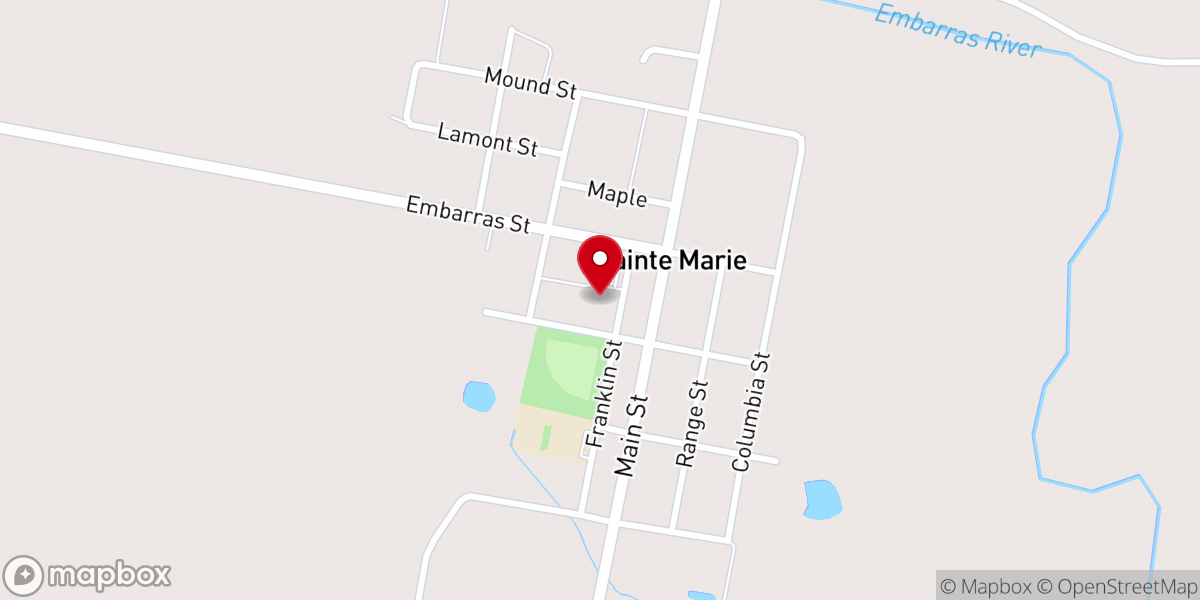 Map showing location of St. Mary's Catholic Parish Center, Sainte Marie