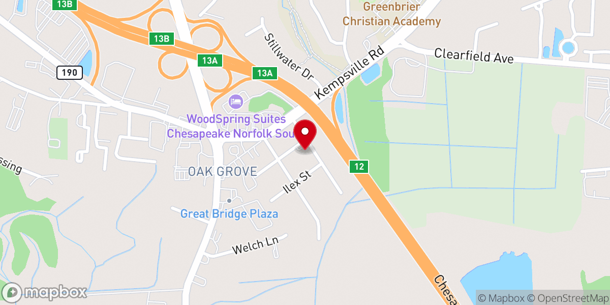 Map showing location of Tidewater Church of Christ
